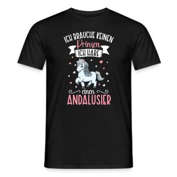Ich brauche keinen Prinzen - Andalusier - Männer T-Shirt - Schwarz - Vorne - AI Model Male 178 light (178cm)