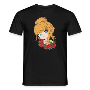 Anime Stylish Cute Girl Retro Kawaii - T-shirt homme - noir - Devant - AI Model Male 178 light (178cm)