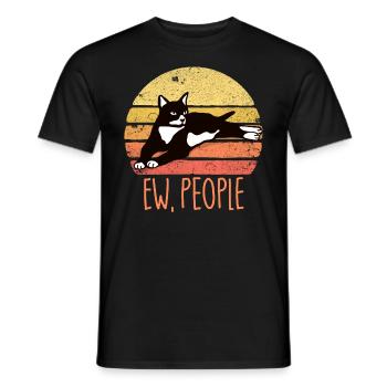 EW People Tuxedo Katze Retro introvertiertes antis - Männer T-Shirt - Schwarz - Vorne - AI Model Male 178 light (178cm)