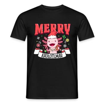Merry Axolotlmas - Weihnachten Axolotl - Männer T-Shirt - Schwarz - Vorne - AI Model Male 178 light (178cm)