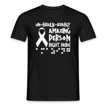 Braille-Schrift Blinde Blindheit Bewusstsein - Männer T-Shirt - Schwarz - Vorne - AI Model Male 178 light (178cm)