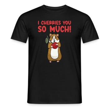Mignon animal hamster cerise nourriture pour animaux de compagnie - T-shirt homme - noir - Devant - AI Model Male 178 light (178cm)