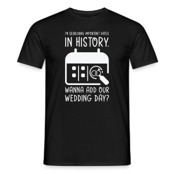 Wedding Day Pick Up Lines Couple Romantic Heart - Men's T-Shirt - black - Front - AI Model Male 178 light (178cm)
