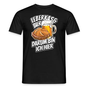 Leberkas & Bier darum bin ich hier - Spruch - Männer T-Shirt - Schwarz - Vorne - AI Model Male 178 light (178cm)