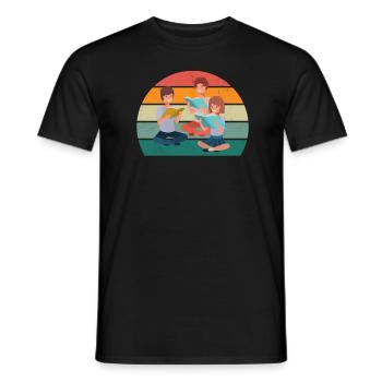 reader reader book books bookworm book reading - Men's T-Shirt - black - Front - AI Model Male 178 light (178cm)