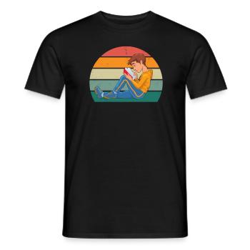 reader reader book books bookworm book reading - Men's T-Shirt - black - Front - AI Model Male 178 light (178cm)