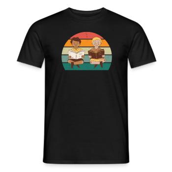 reader reader book books bookworm book reading - Men's T-Shirt - black - Front - AI Model Male 178 light (178cm)