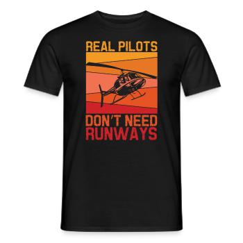 Echte Piloten brauchen keine Landebahnen Hubschrau - Männer T-Shirt - Schwarz - Vorne - AI Model Male 178 light (178cm)