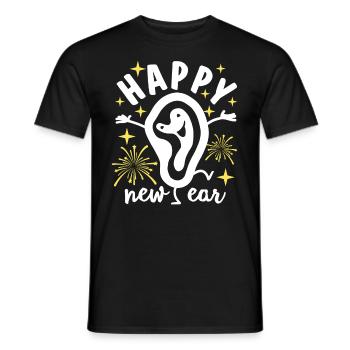 Bonne année - Oreille - Nouvel An - Réveillon du Nouvel An - Fête - T-shirt homme - noir - Devant - AI Model Male 178 light (178cm)