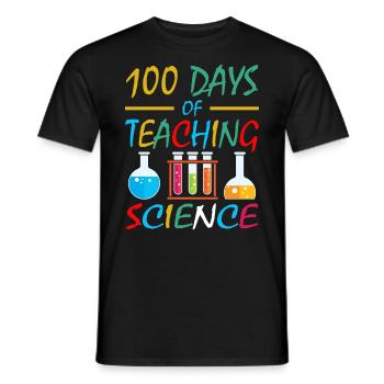 100 days of science lessons School subject teachers - Men's T-Shirt - black - Front - AI Model Male 178 light (178cm)