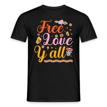 Free Love Y'all Valentinstag Feier Für Paare - Männer T-Shirt - Schwarz - Vorne - AI Model Male 178 light (178cm)
