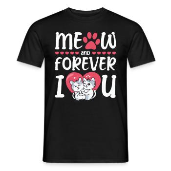 Meow And Forever I Heart You Valentine's Day - Men's T-Shirt - black - Front - AI Model Male 178 light (178cm)