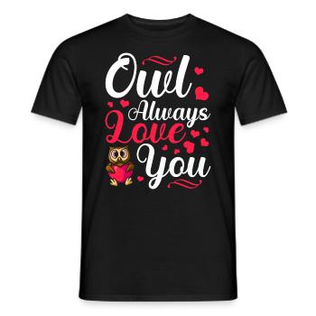 Hibou vous aime toujours Faune animale de la Saint-Valentin - T-shirt homme - noir - Devant - AI Model Male 178 light (178cm)