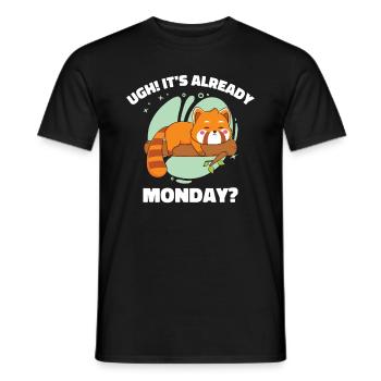 Red Panda Sleeping Cute Animal Lazy Monday - Men's T-Shirt - black - Front - AI Model Male 178 light (178cm)