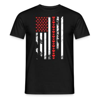Drapeau américain Patriotique Saint-Valentin - T-shirt homme - noir - Devant - AI Model Male 178 light (178cm)