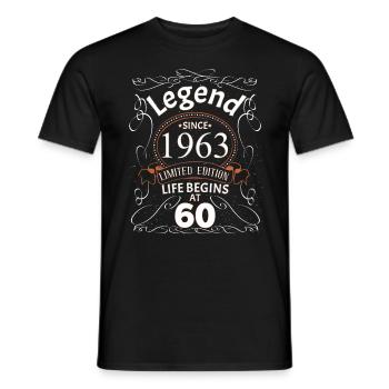 Birthday 1963 Birthday Present - Legendary - Men's T-Shirt - black - Front - AI Model Male 178 light (178cm)