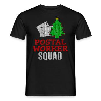 Postal Worker Squad Ugly Christmas Design Santa - Men's T-Shirt - black - Front - AI Model Male 178 light (178cm)