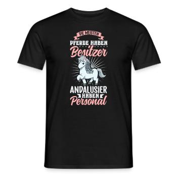 Die meisten Pferde haben Besitzer - Andalusier - Männer T-Shirt - Schwarz - Vorne - AI Model Male 178 light (178cm)