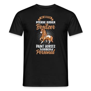 Die meisten Pferde haben Besitzer - Paint Horse - Männer T-Shirt - Schwarz - Vorne - AI Model Male 178 light (178cm)