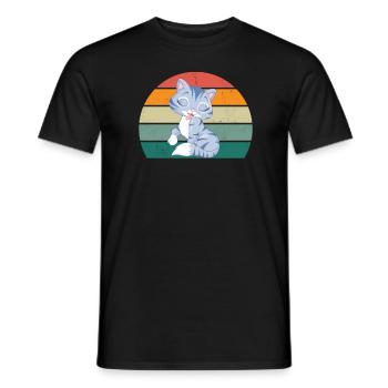 Cat Kätzchen Katzenmama Katzenpapa Frauchen Katze - Männer T-Shirt - Schwarz - Vorne - AI Model Male 178 light (178cm)