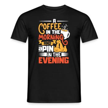 A coffee in the morning - arm wrestling - Men's T-Shirt - black - Front - AI Model Male 178 light (178cm)