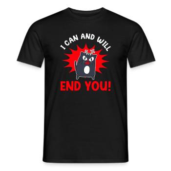 Angry Mean Cat Pet Owner Cute Feline Pet Kitten - Men's T-Shirt - black - Front - AI Model Male 178 light (178cm)