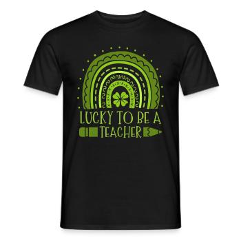 Lucky To Be A Teacher Education St. Patrick's - Men's T-Shirt - black - Front - AI Model Male 178 light (178cm)
