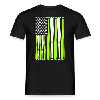 Baseball Bat Sports American Flag St. - Men's T-Shirt - black - Front - AI Model Male 178 light (178cm)