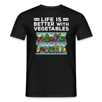 Medicine to Happiness Daily Dose of Vegetables - Men's T-Shirt - black - Front - AI Model Male 178 light (178cm)