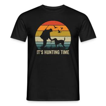 Jagdzeit Retro Natur Schießen Wildtierjagd - Männer T-Shirt - Schwarz - Vorne - AI Model Male 178 light (178cm)