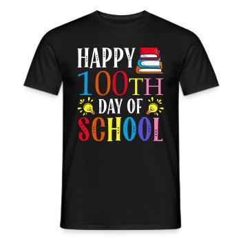 Happy 100th Day Of School Homework Books - Men's T-Shirt - black - Front - AI Model Male 178 light (178cm)