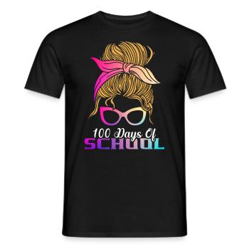 100 days school Feminist-educated teacher - Men's T-Shirt - black - Front - AI Model Male 178 light (178cm)