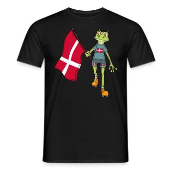 Denmark Fan Frog - Men's T-Shirt - black - Front - AI Model Male 178 light (178cm)