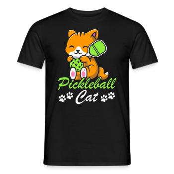 Pickleball Katze Paddel Sport Spiel Spieler - Männer T-Shirt - Schwarz - Vorne - AI Model Male 178 light (178cm)
