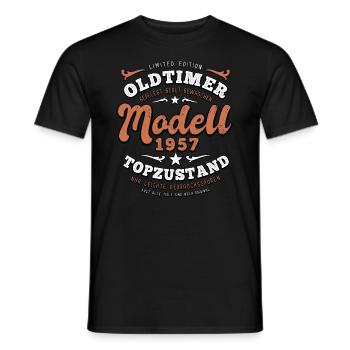 Oldtimer Modell 1957 - Geburtstag - Jahrgang - Männer T-Shirt - Schwarz - Vorne - AI Model Male 178 light (178cm)