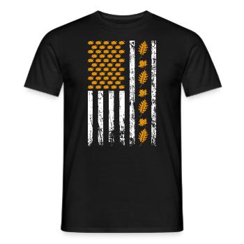 American Fall Season Flag Fall Vibes Holiday - Men's T-Shirt - black - Front - AI Model Male 178 light (178cm)