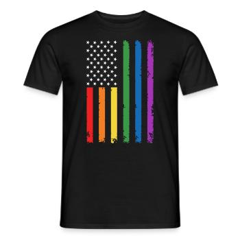 American Lgbtq pride rainbow flag - Men's T-Shirt - black - Front - AI Model Male 178 light (178cm)