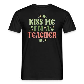Retro Kiss Me I’m A Teacher St Patricks Day School - T-shirt homme - noir - Devant - AI Model Male 178 light (178cm)