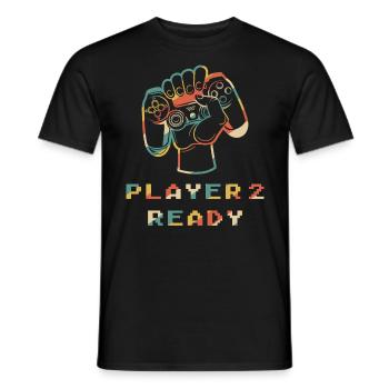 Spieler 2 Bereit in Kombination mit - Männer T-Shirt - Schwarz - Vorne - AI Model Male 178 light (178cm)