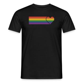 Regenbogen-Flagge, farbiges Herz, LGBTQ+ - Männer T-Shirt - Schwarz - Vorne - AI Model Male 178 light (178cm)