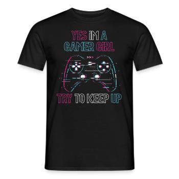 Ja, ich bin ein Gamer Girl, versuche - Männer T-Shirt - Schwarz - Vorne - AI Model Male 178 light (178cm)