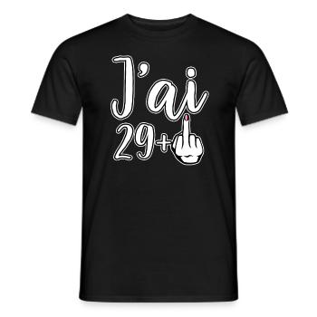 Ich bin 29 Plus 1 Mittelfinger 30. Geburtstag - Männer T-Shirt - Schwarz - Vorne - AI Model Male 178 light (178cm)