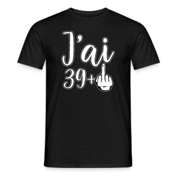 Ich bin 39 Plus 1 Mittelfinger 40. Geburtstag - Männer T-Shirt - Schwarz - Vorne - AI Model Male 178 light (178cm)