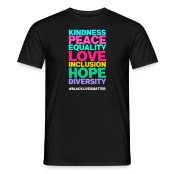 Menschenrechte Frieden Liebe Inklusion - Männer T-Shirt - Schwarz - Vorne - AI Model Male 178 light (178cm)