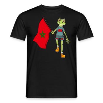 Morocco Fan Frog - Men's T-Shirt - black - Front - AI Model Male 178 light (178cm)