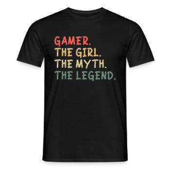 Gamer La fille Le mythe La légende Le joueur - T-shirt homme - noir - Devant - AI Model Male 178 light (178cm)