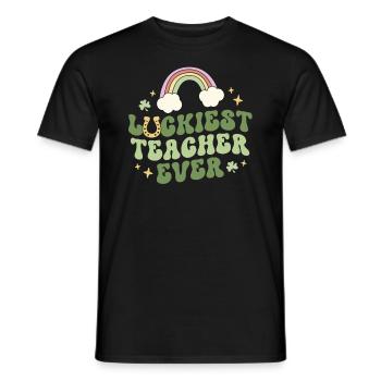 Luckiest Teacher Ever Retro Teacher St Patricks - Men's T-Shirt - black - Front - AI Model Male 178 light (178cm)