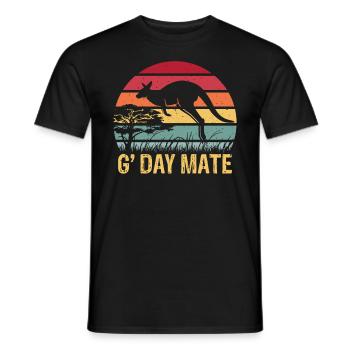 G'day Mate Kangaroo Aussie Australia Roo Gday Kump - Männer T-Shirt - Schwarz - Vorne - AI Model Male 178 light (178cm)