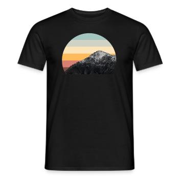Mountain Sunset Circle Outdoor Nature - Men's T-Shirt - black - Front - AI Model Male 178 light (178cm)