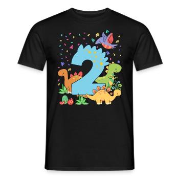 Herd of cute dinosaurs 2nd birthday 2 - Men's T-Shirt - black - Front - AI Model Male 178 light (178cm)
